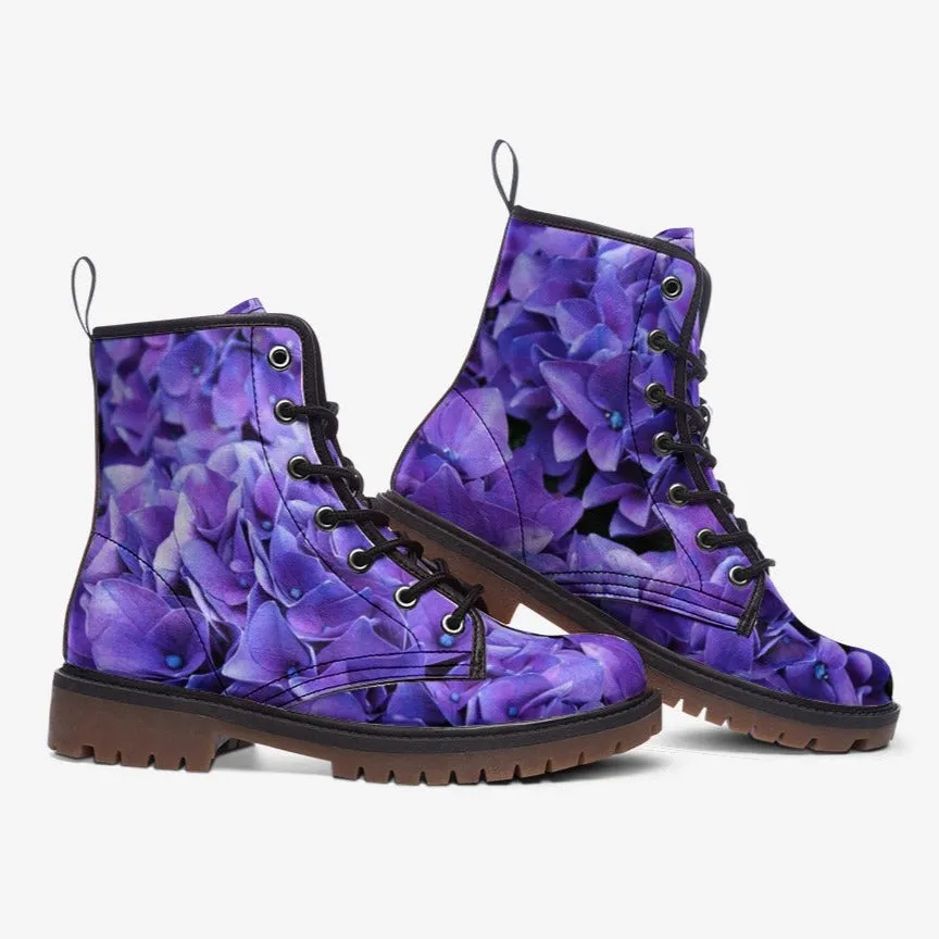 Purple Blossom Combat Boots (For Women| Men)