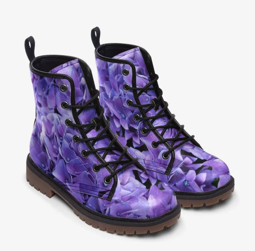 Purple Blossom Combat Boots (For Women| Men)