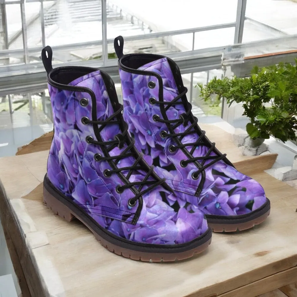 Purple Blossom Combat Boots (For Women| Men)