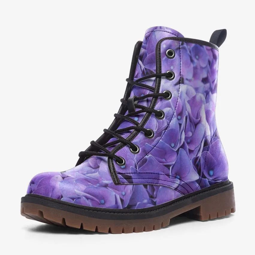 Purple Blossom Combat Boots (For Women| Men)