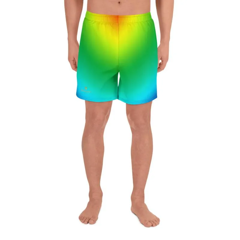 Radial Rainbow Men's Shorts, Ombre Print Men's Athletic Best Workout Sports Long Shorts- Made in USA/ MX/ EU