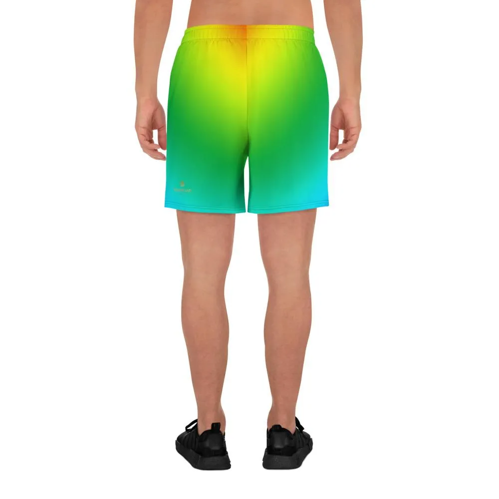 Radial Rainbow Men's Shorts, Ombre Print Men's Athletic Best Workout Sports Long Shorts- Made in USA/ MX/ EU