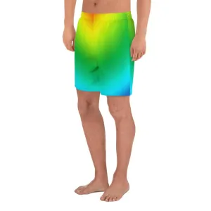 Radial Rainbow Men's Shorts, Ombre Print Men's Athletic Best Workout Sports Long Shorts- Made in USA/ MX/ EU