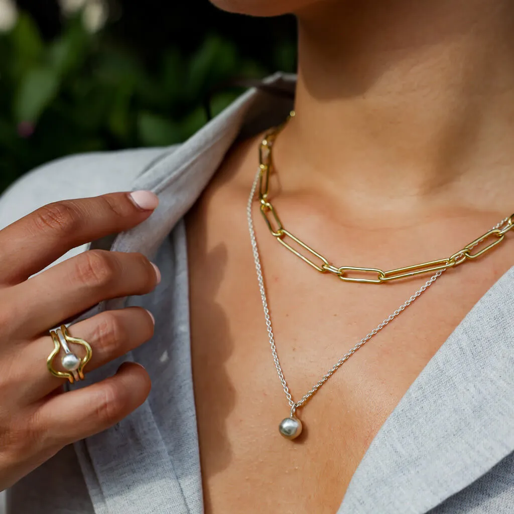 Rain Droplet Necklace - Sterling Silver