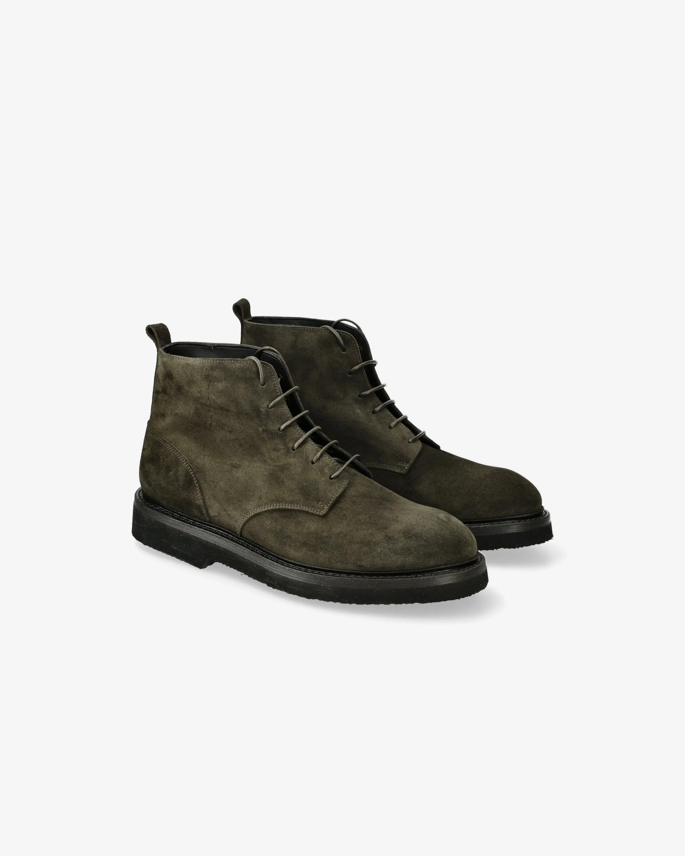 Rain olive suede lace-up ankle boots