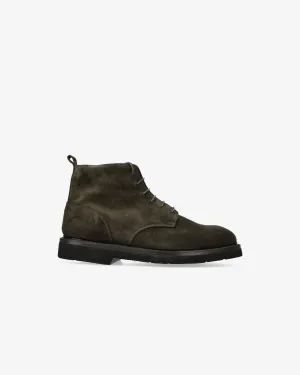 Rain olive suede lace-up ankle boots
