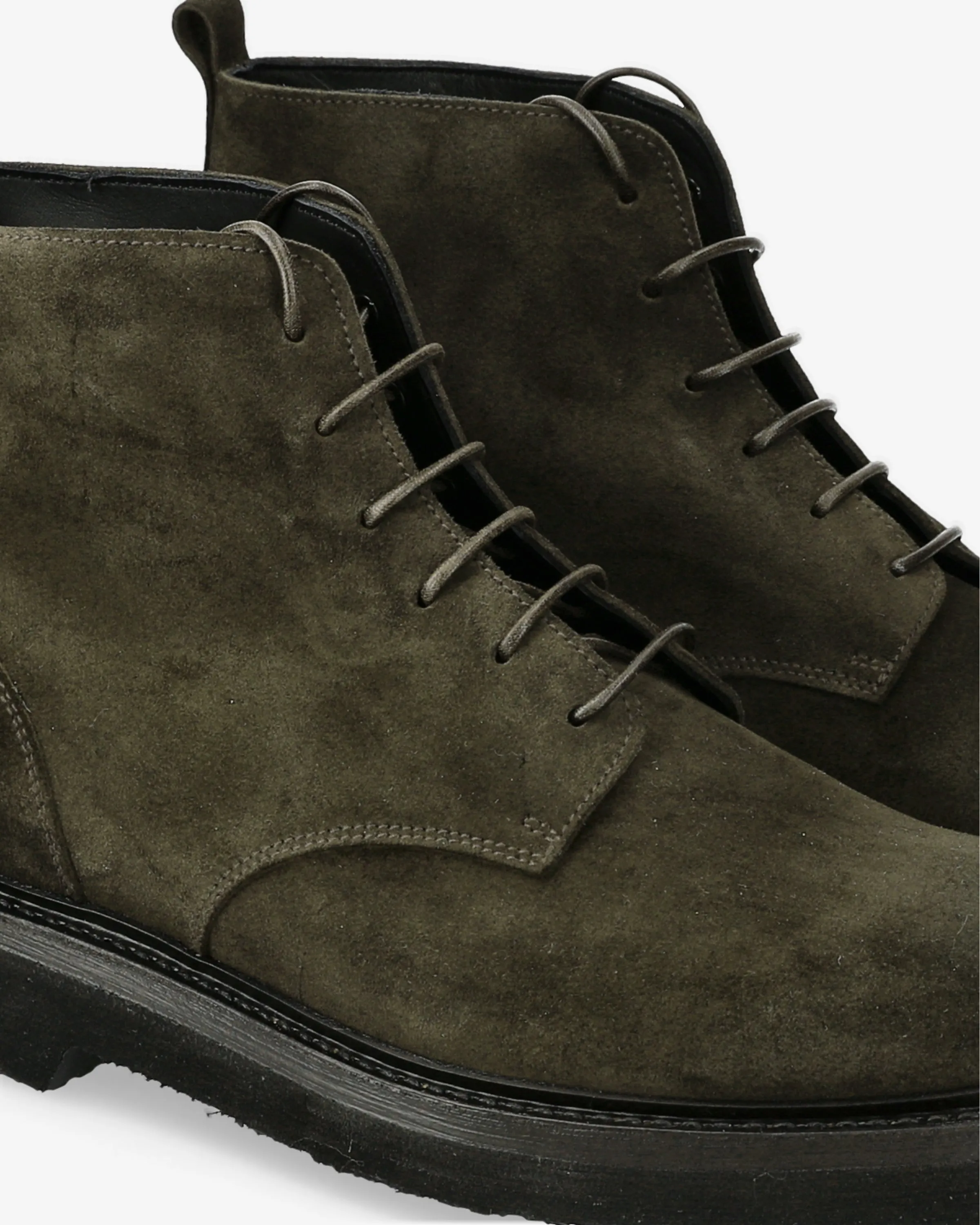 Rain olive suede lace-up ankle boots