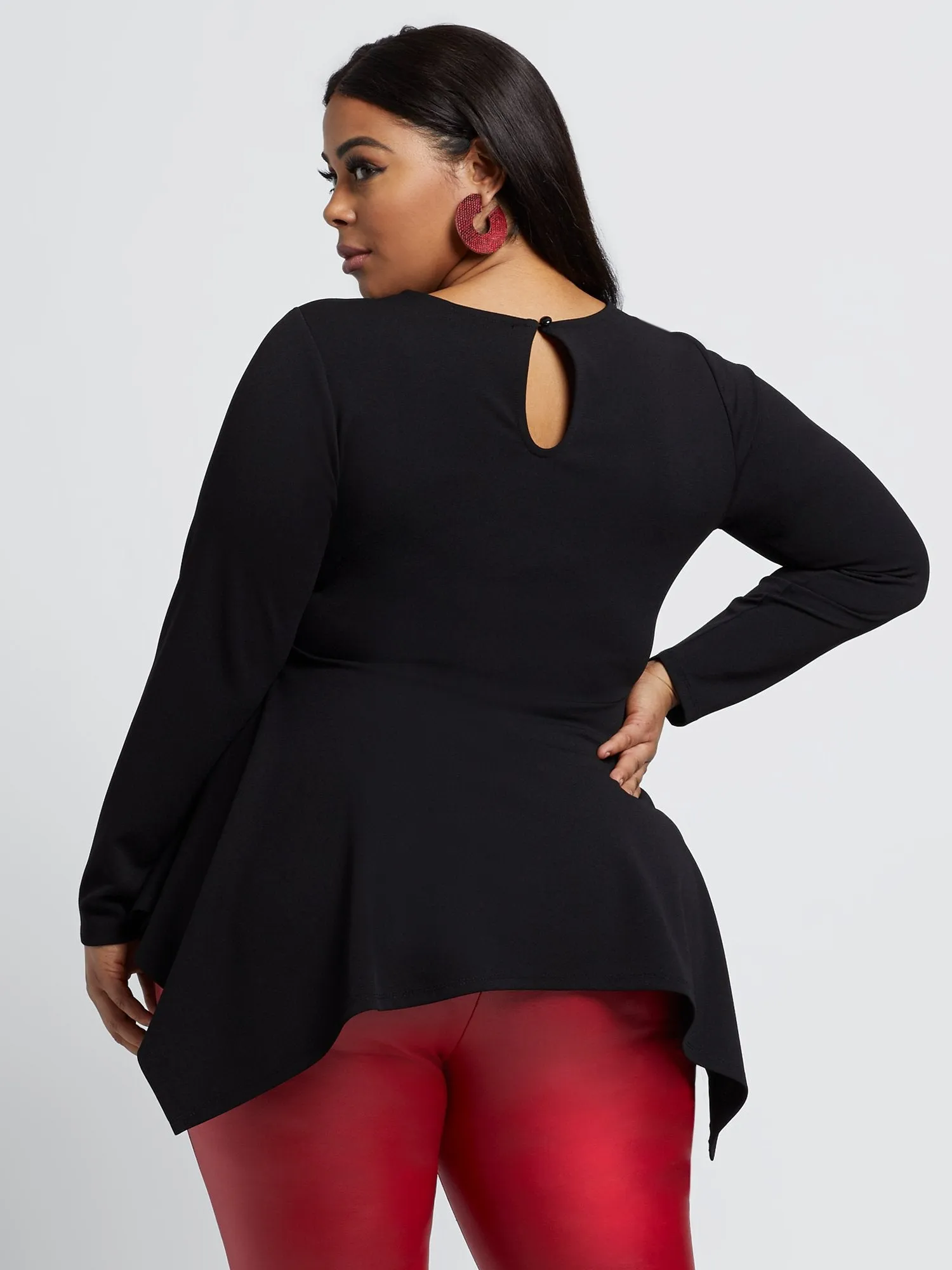 Raquel Peplum Top with Shark Bite Hem