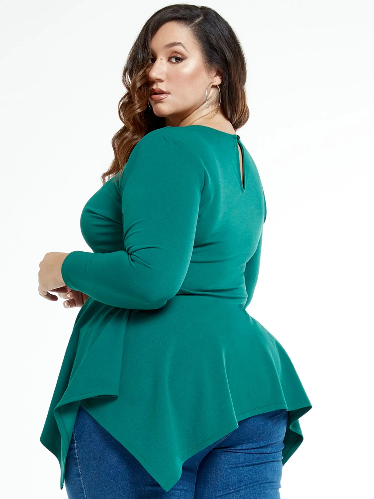 Raquel Peplum Top with Shark Bite Hem