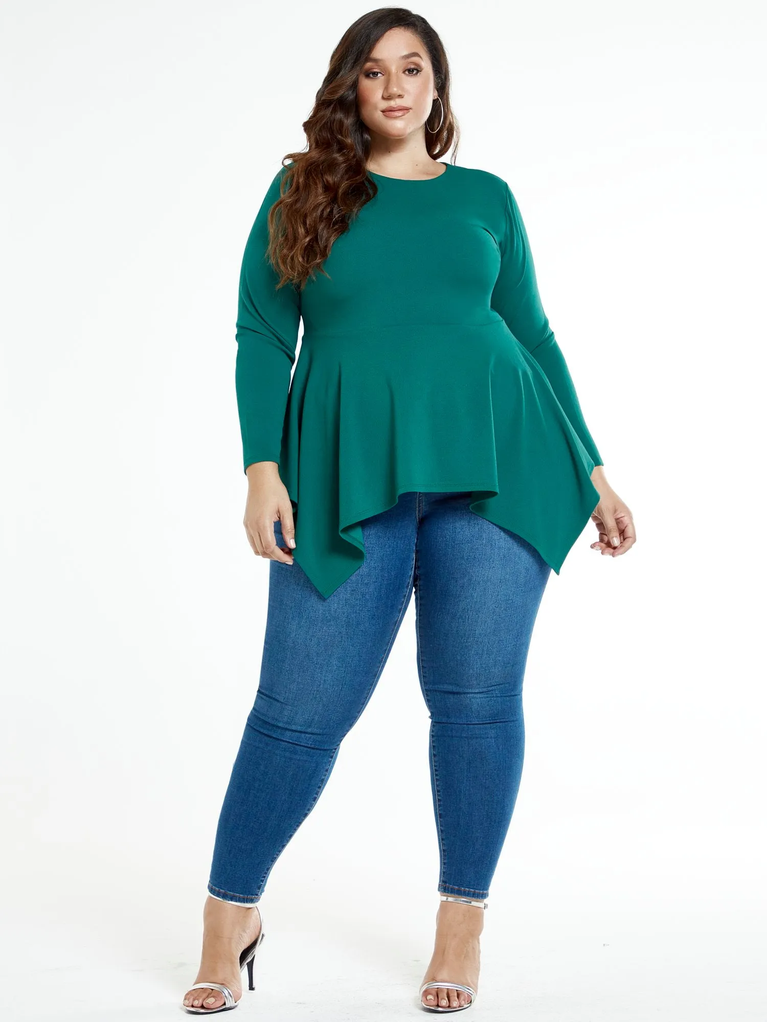 Raquel Peplum Top with Shark Bite Hem