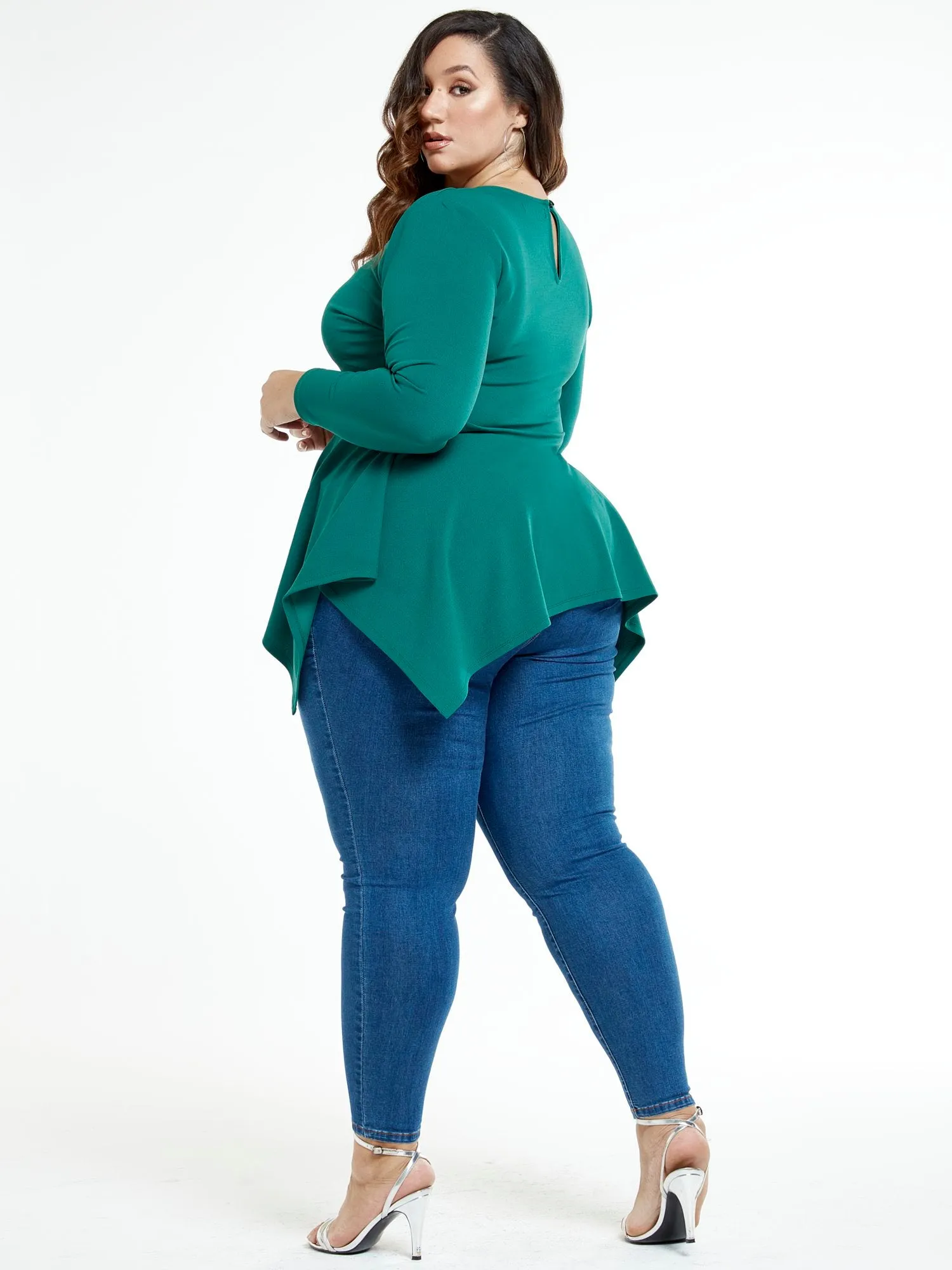 Raquel Peplum Top with Shark Bite Hem