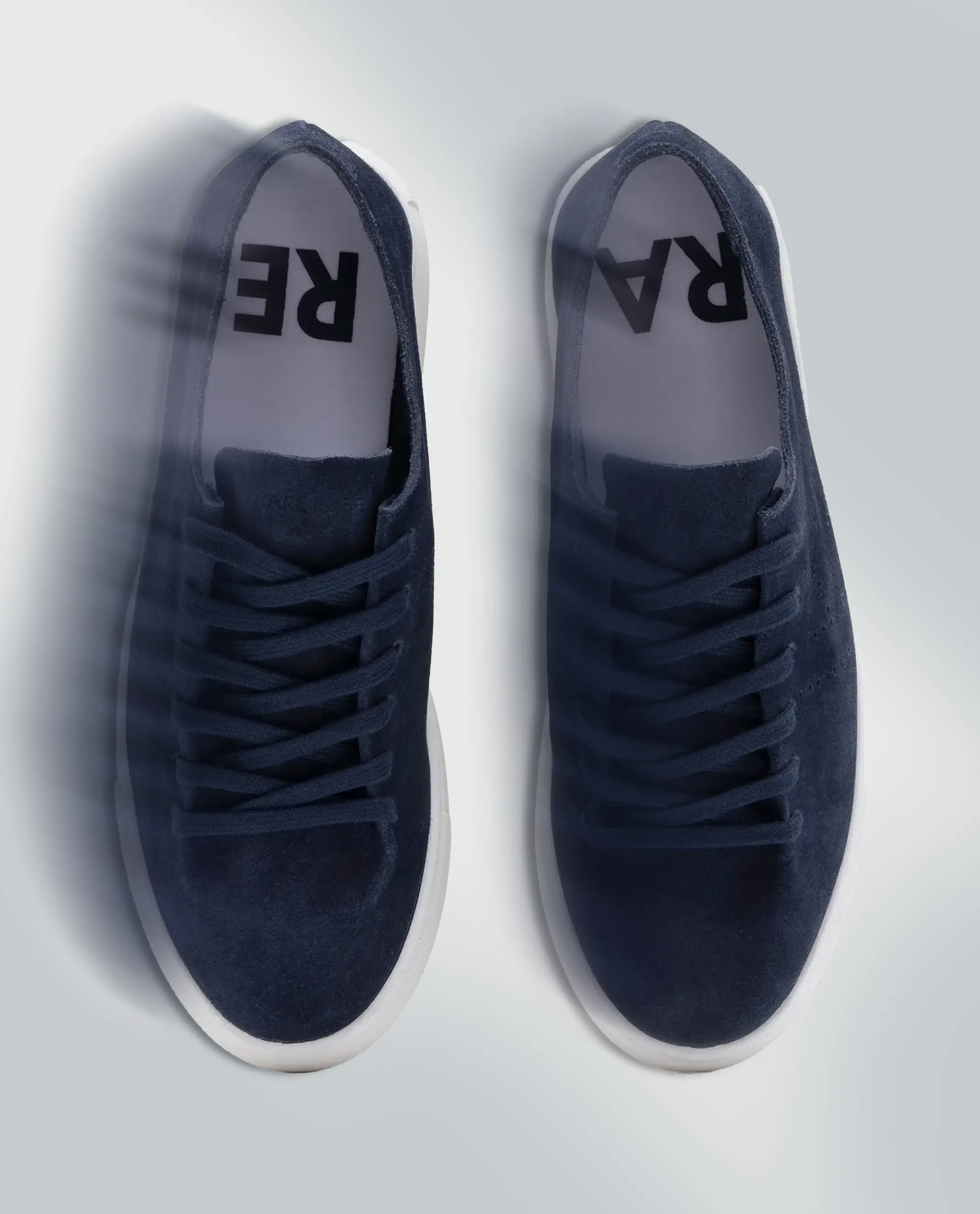 Rare Rabbit Men Skin Navy Suede Monotone Upper Low-Top Lace-Up Plain Shoes