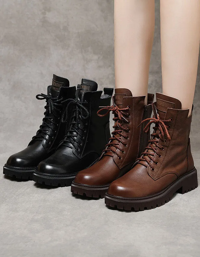 Real Leather Round Toe Anti-slip Autumn Winter Boots