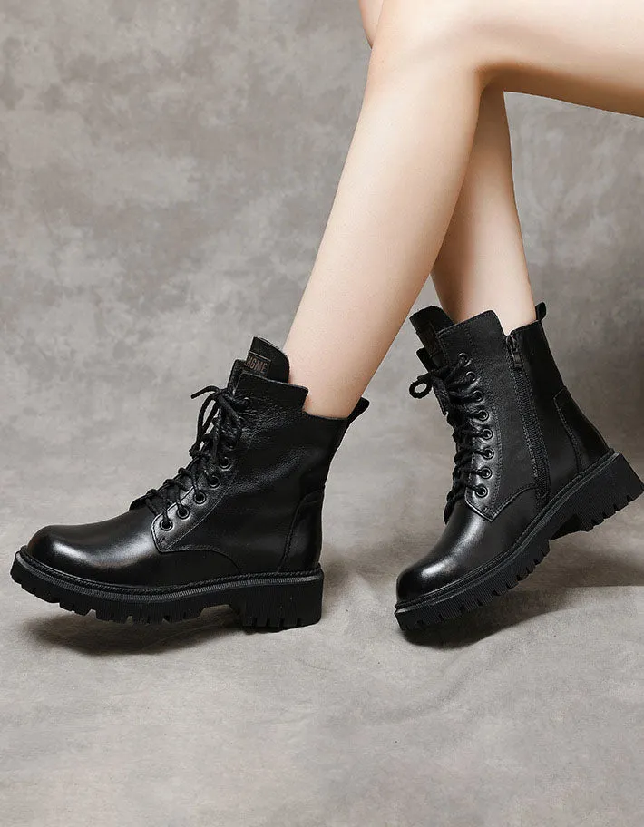 Real Leather Round Toe Anti-slip Autumn Winter Boots