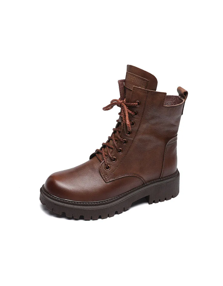Real Leather Round Toe Anti-slip Autumn Winter Boots