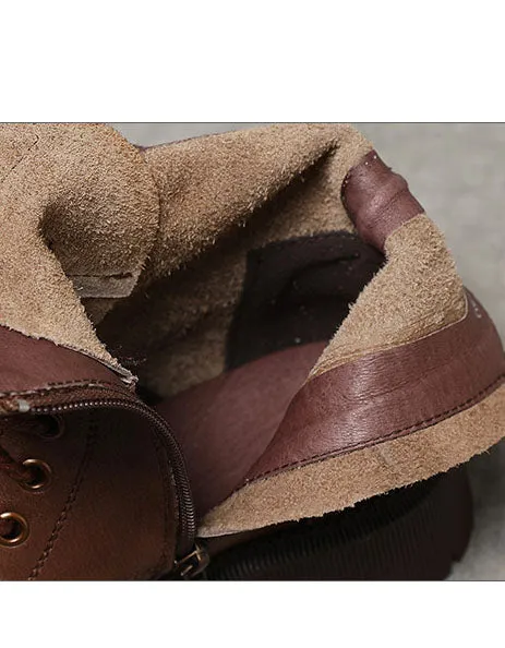Real Leather Round Toe Anti-slip Autumn Winter Boots