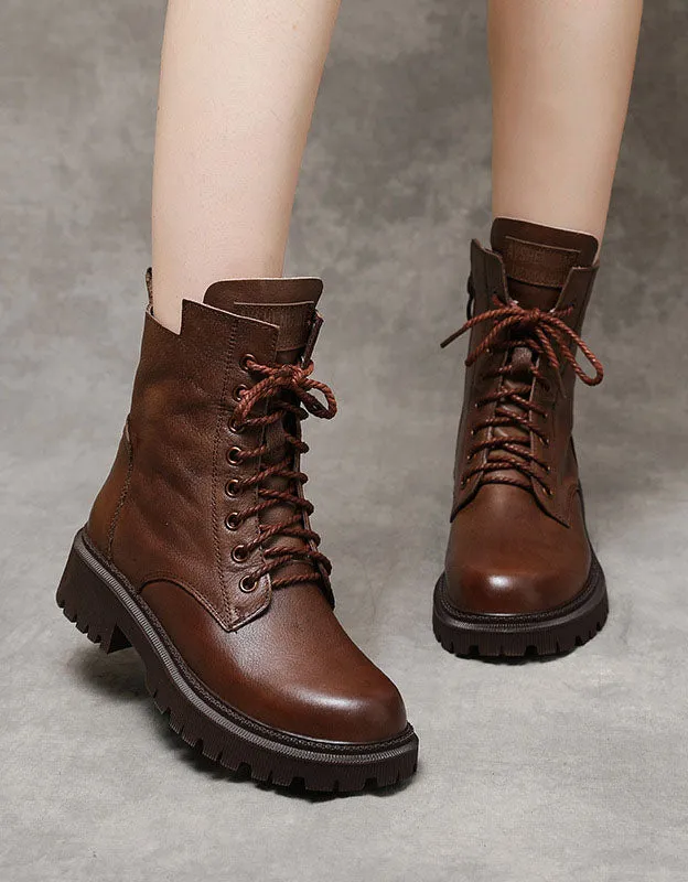 Real Leather Round Toe Anti-slip Autumn Winter Boots
