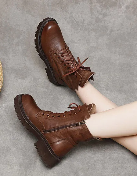 Real Leather Round Toe Anti-slip Autumn Winter Boots