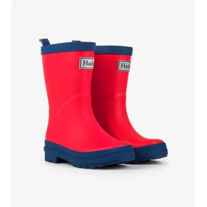 RED AND NAVY MATTE RAIN BOOTS