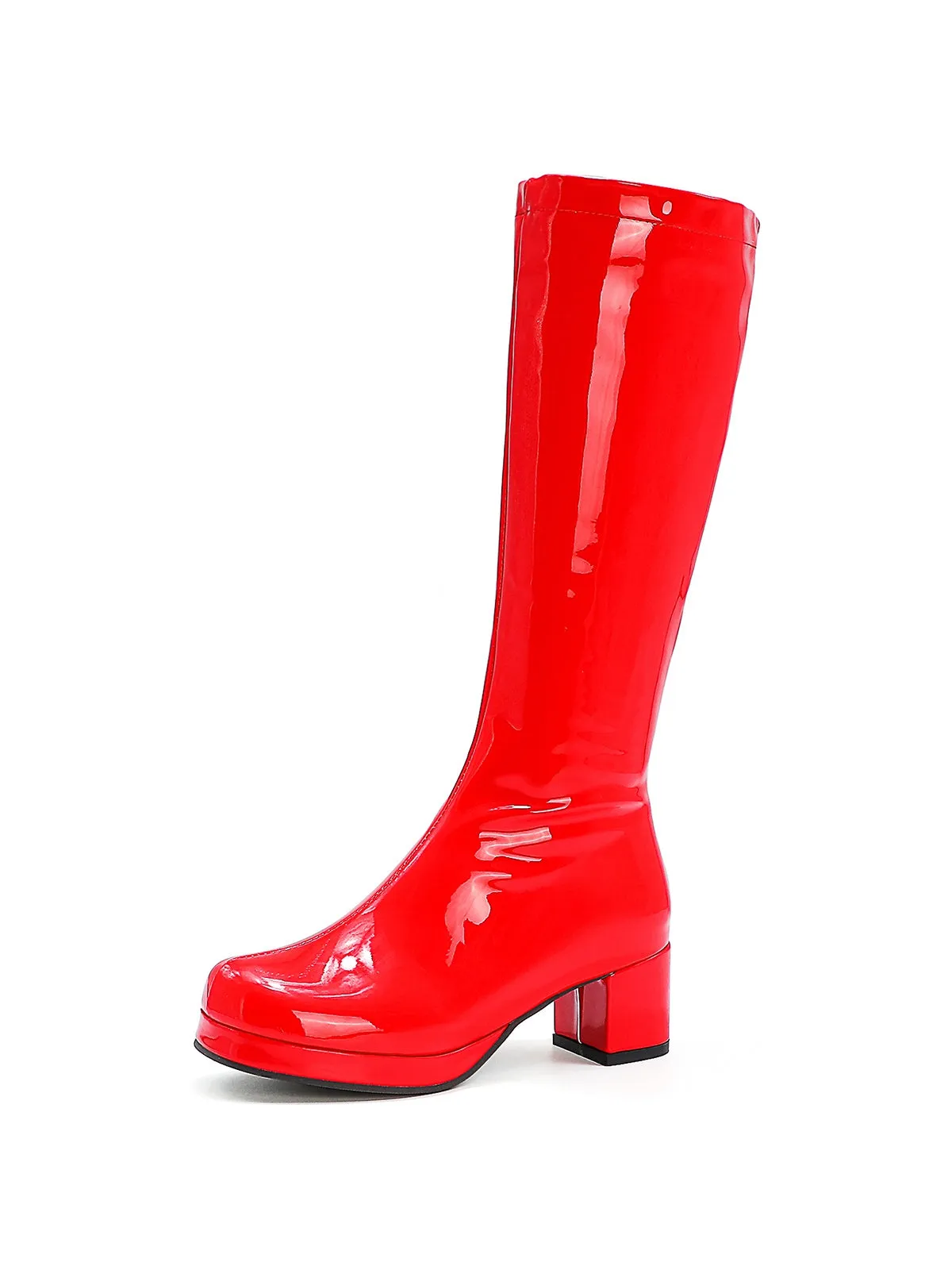 Retro Shiny Patent Leather Thigh-High Boots