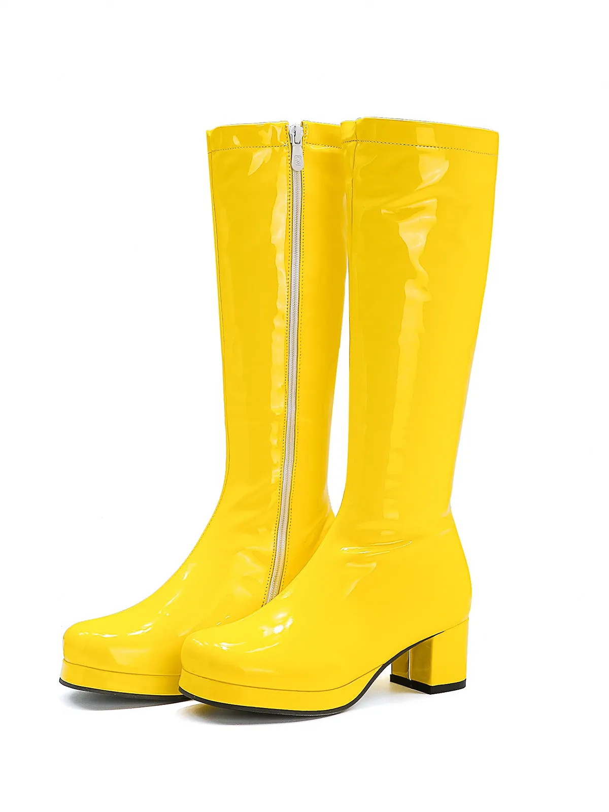 Retro Shiny Patent Leather Thigh-High Boots