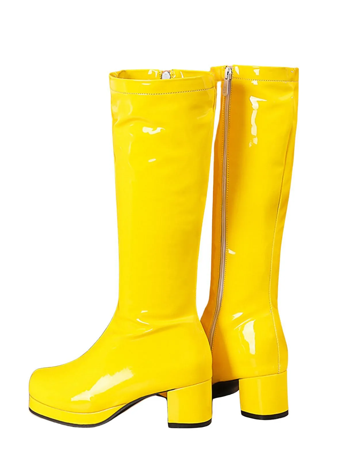 Retro Shiny Patent Leather Thigh-High Boots