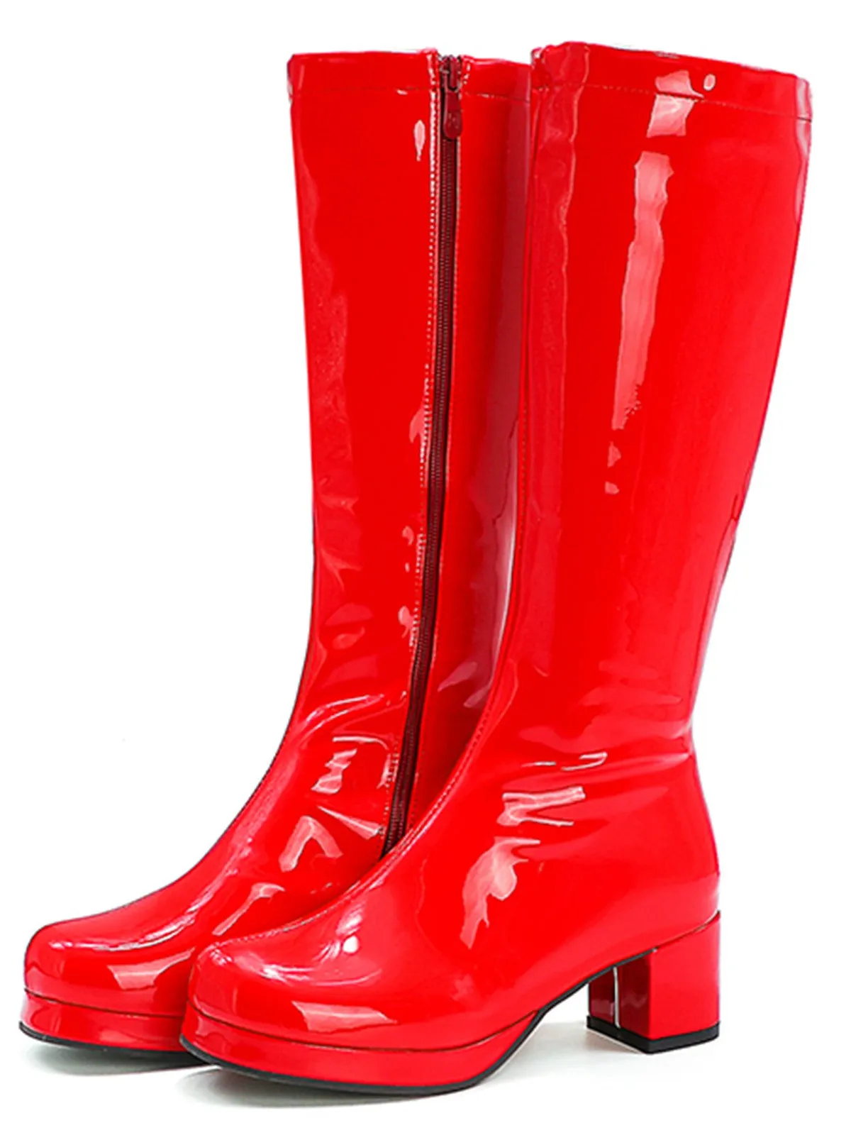 Retro Shiny Patent Leather Thigh-High Boots