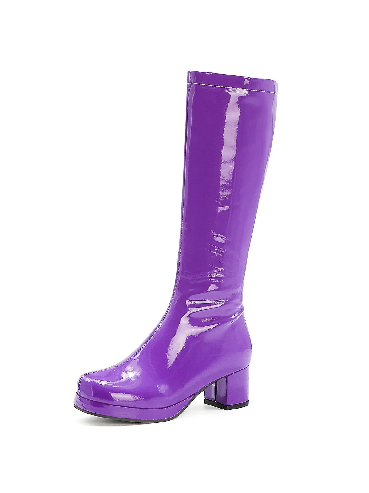 Retro Shiny Patent Leather Thigh-High Boots