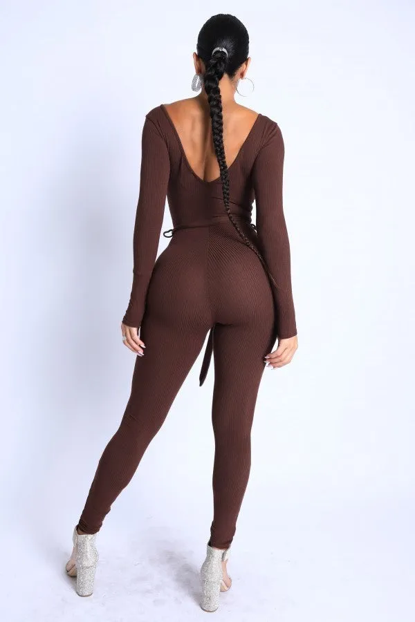 Ribbed Long Sleeve Jumpsuit
