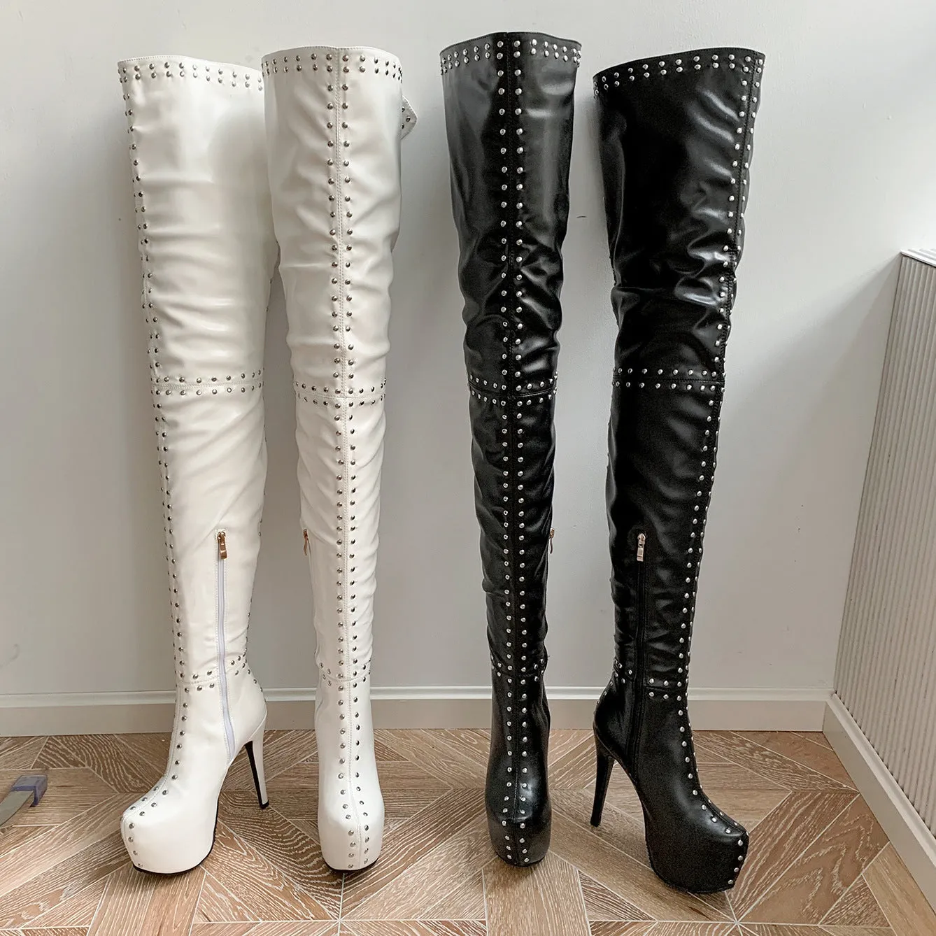 Rivet Thigh Boots