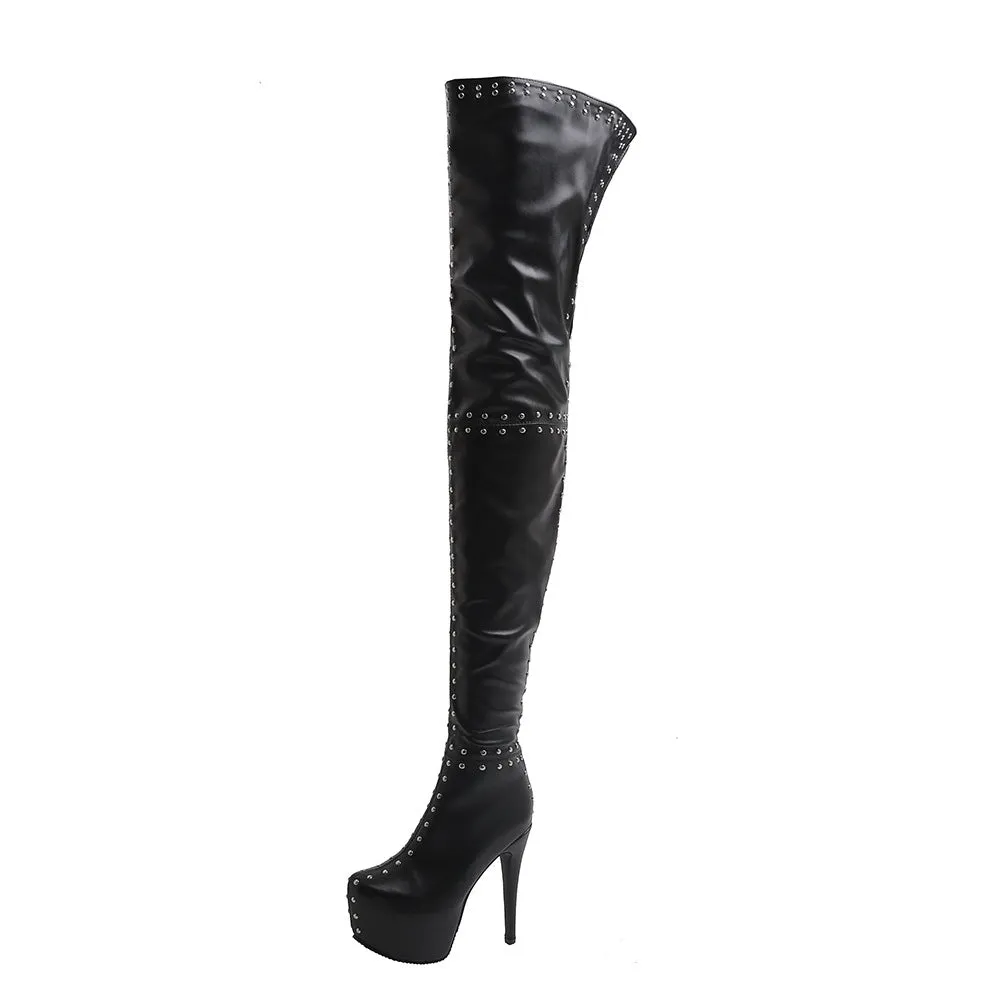 Rivet Thigh Boots