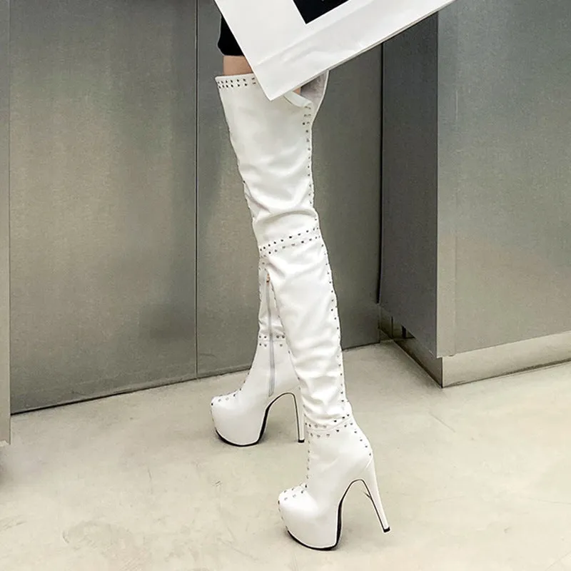 Rivet Thigh Boots