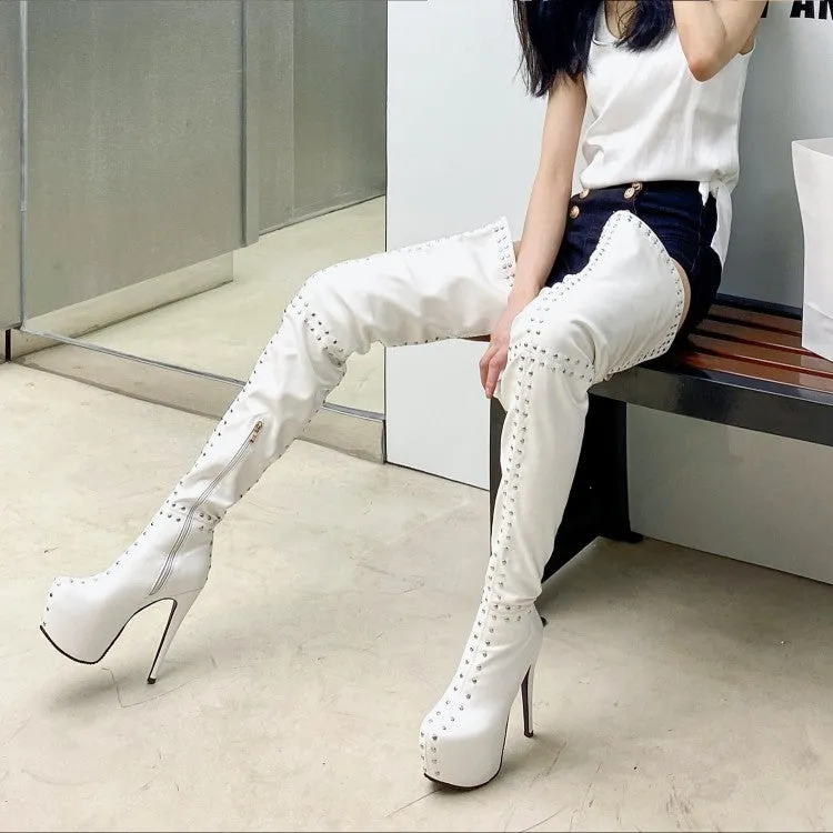 Rivet Thigh Boots