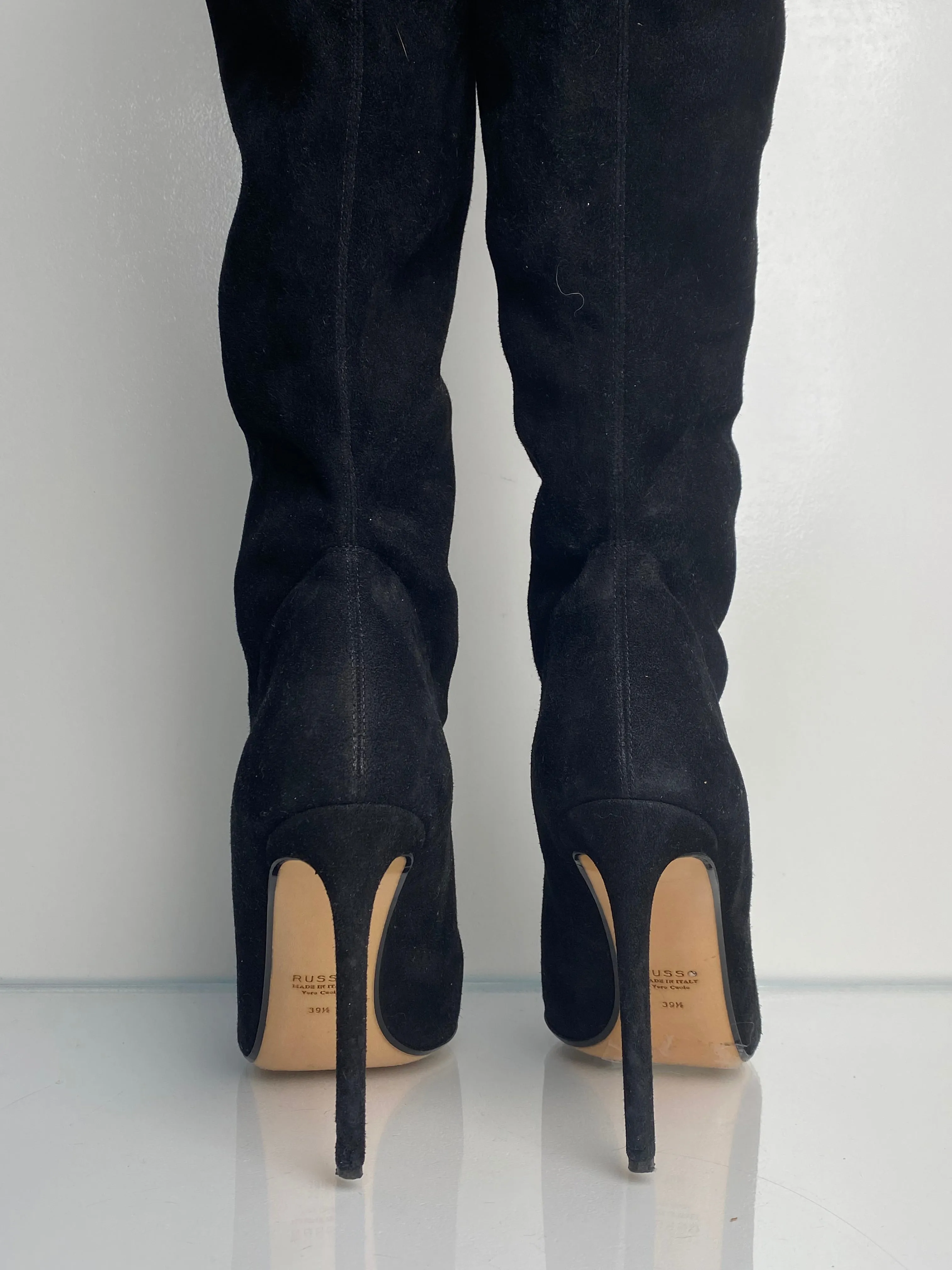 Russo Black Thigh High Boots, 39.5