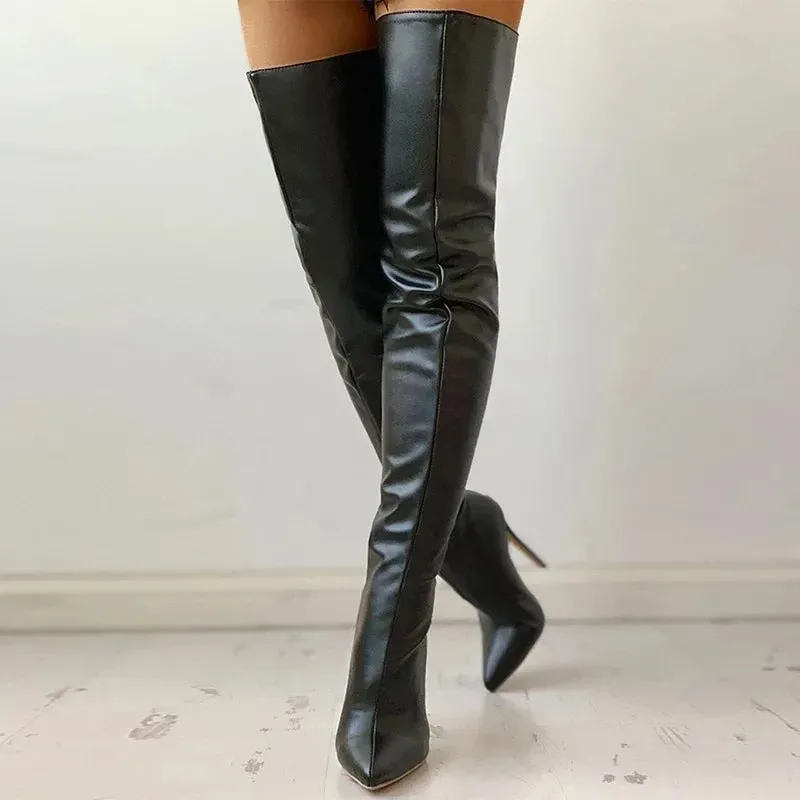 Sexy Stiletto Thigh Boots for Women – Ultra High Heels, Slim Leg Stretch Overknees, Evening & Party Shoes