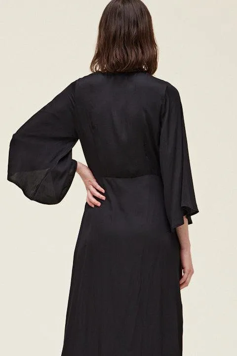 Side Gathered Satin Dress