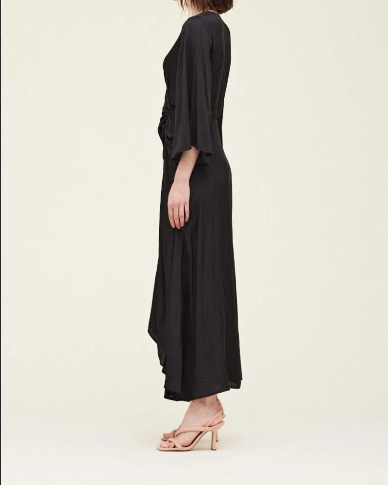 Side Gathered Satin Dress
