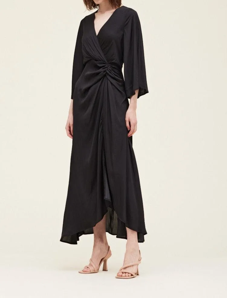 Side Gathered Satin Dress