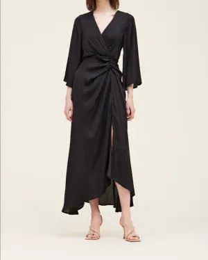 Side Gathered Satin Dress