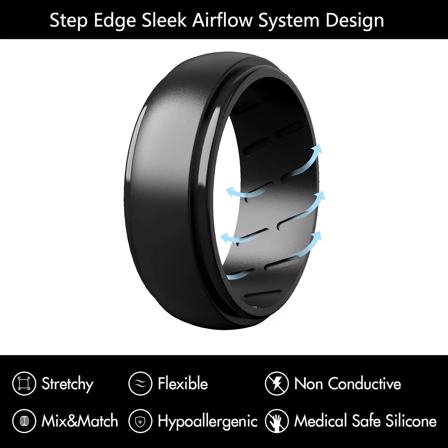 Silicone Wedding Band Men - 2/4/7 Rings