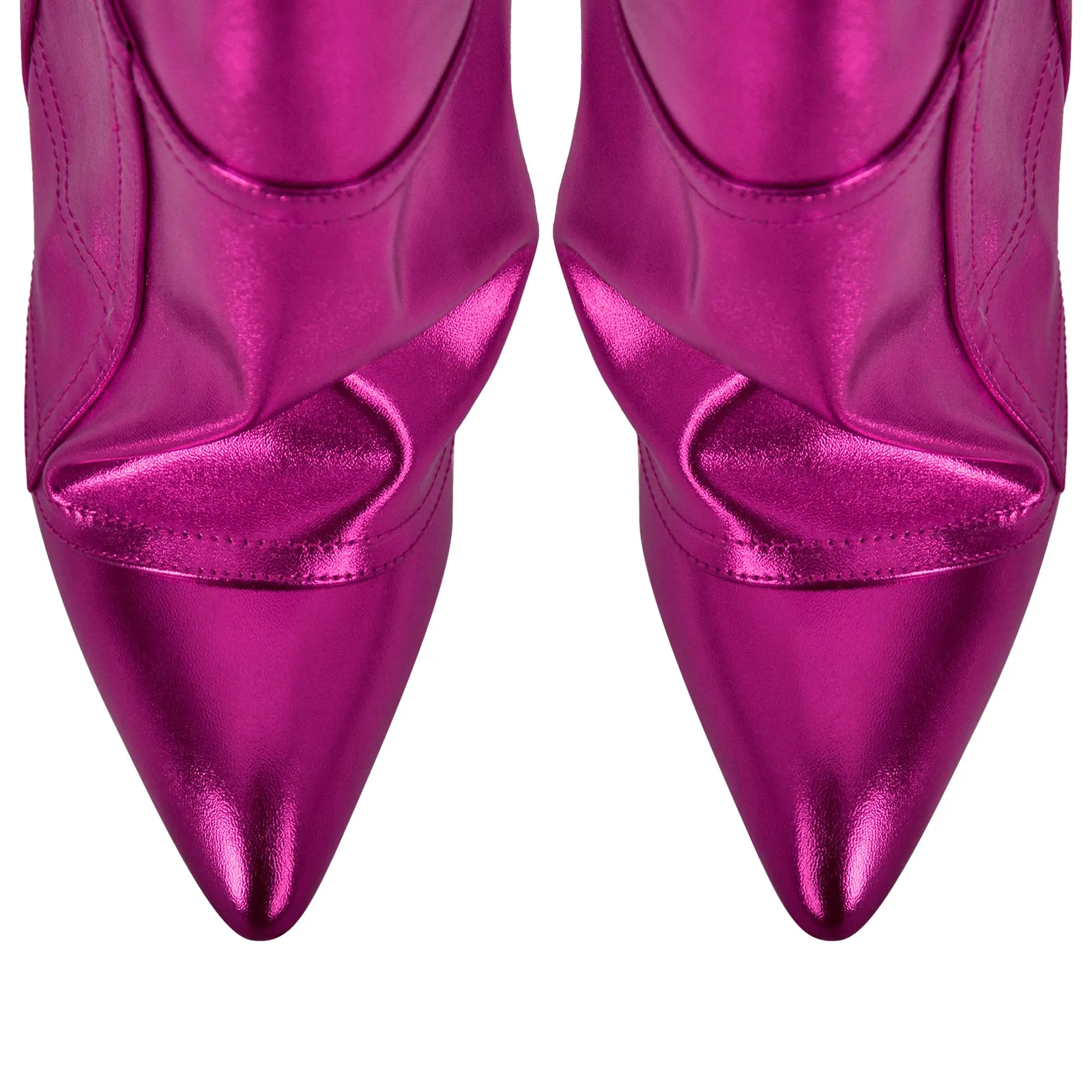 Silver Metallic Wedge Heel Fold Over Boots