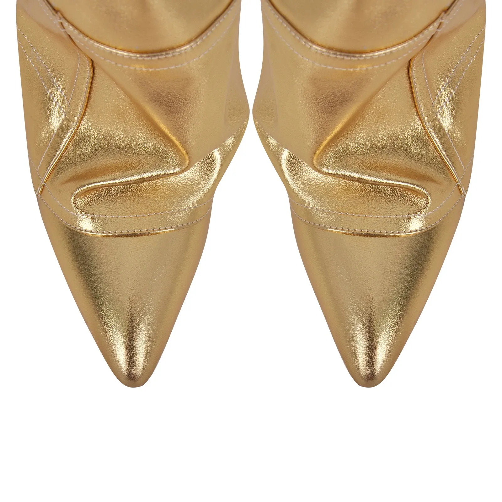 Silver Metallic Wedge Heel Fold Over Boots