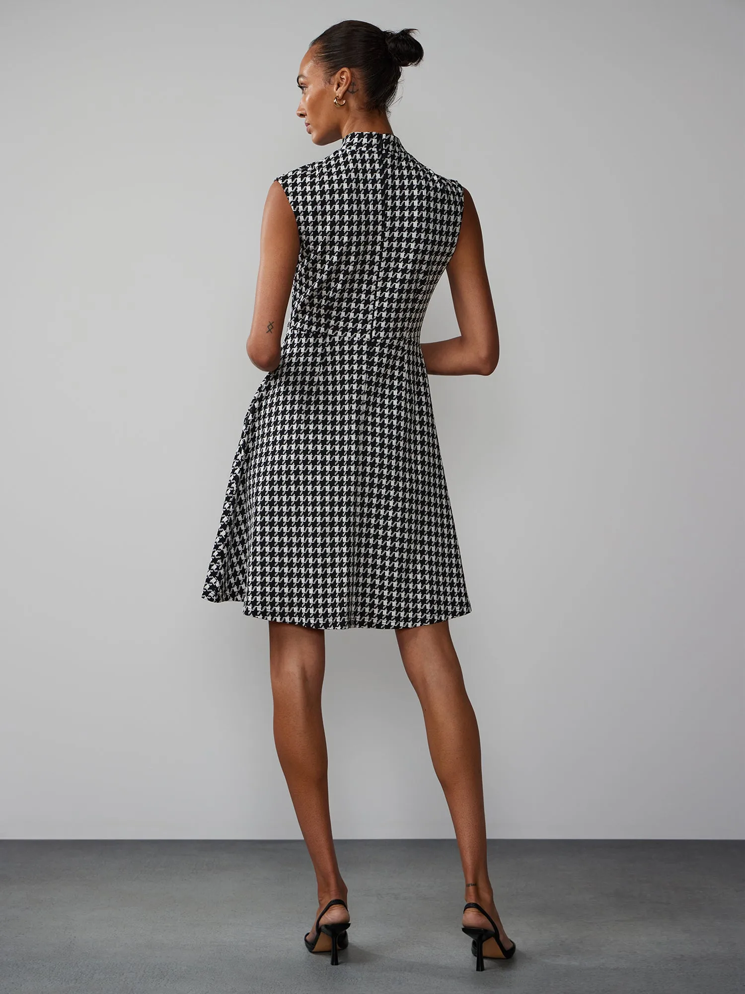 Sleeveless Houndstooth Mini Dress