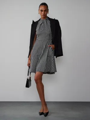 Sleeveless Houndstooth Mini Dress