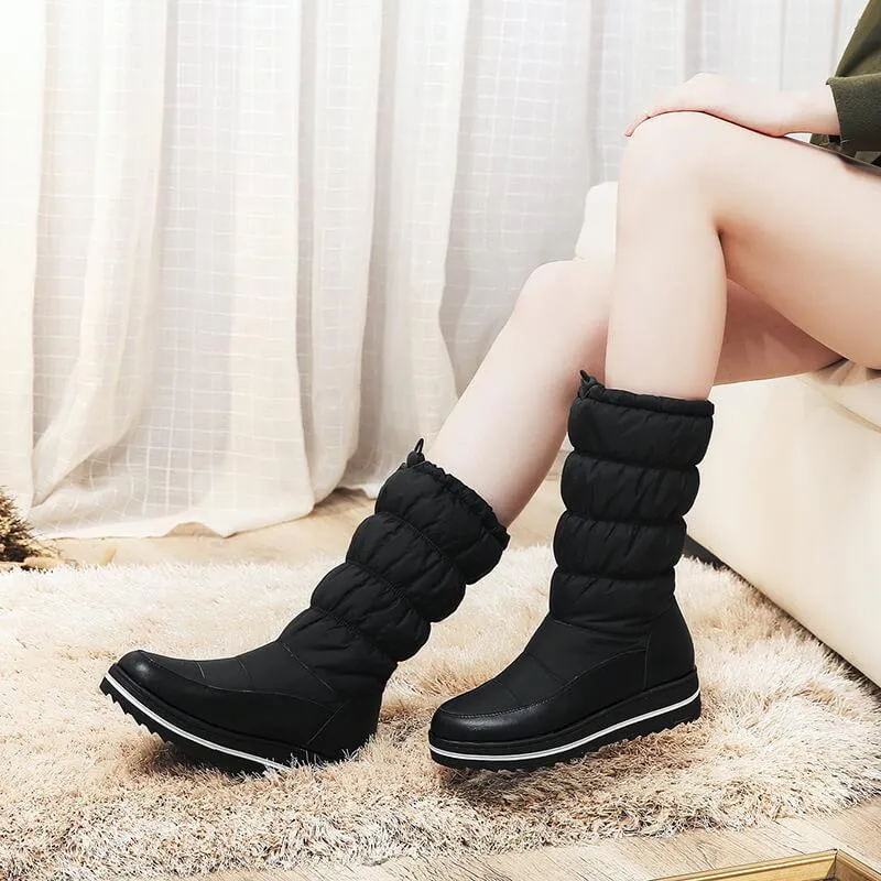 Snow Flat Round Toe Mid Calf Boots