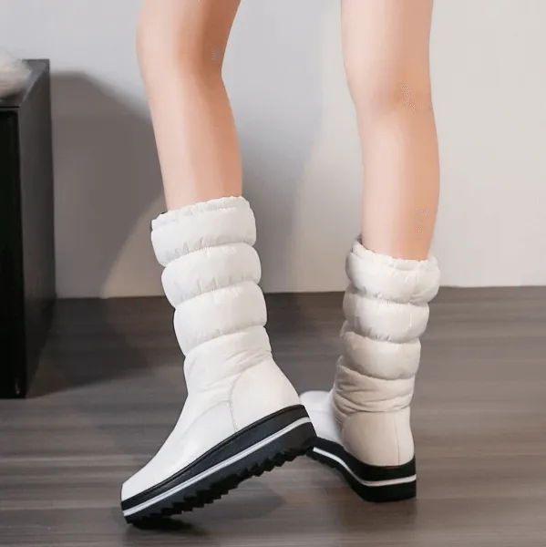 Snow Flat Round Toe Mid Calf Boots