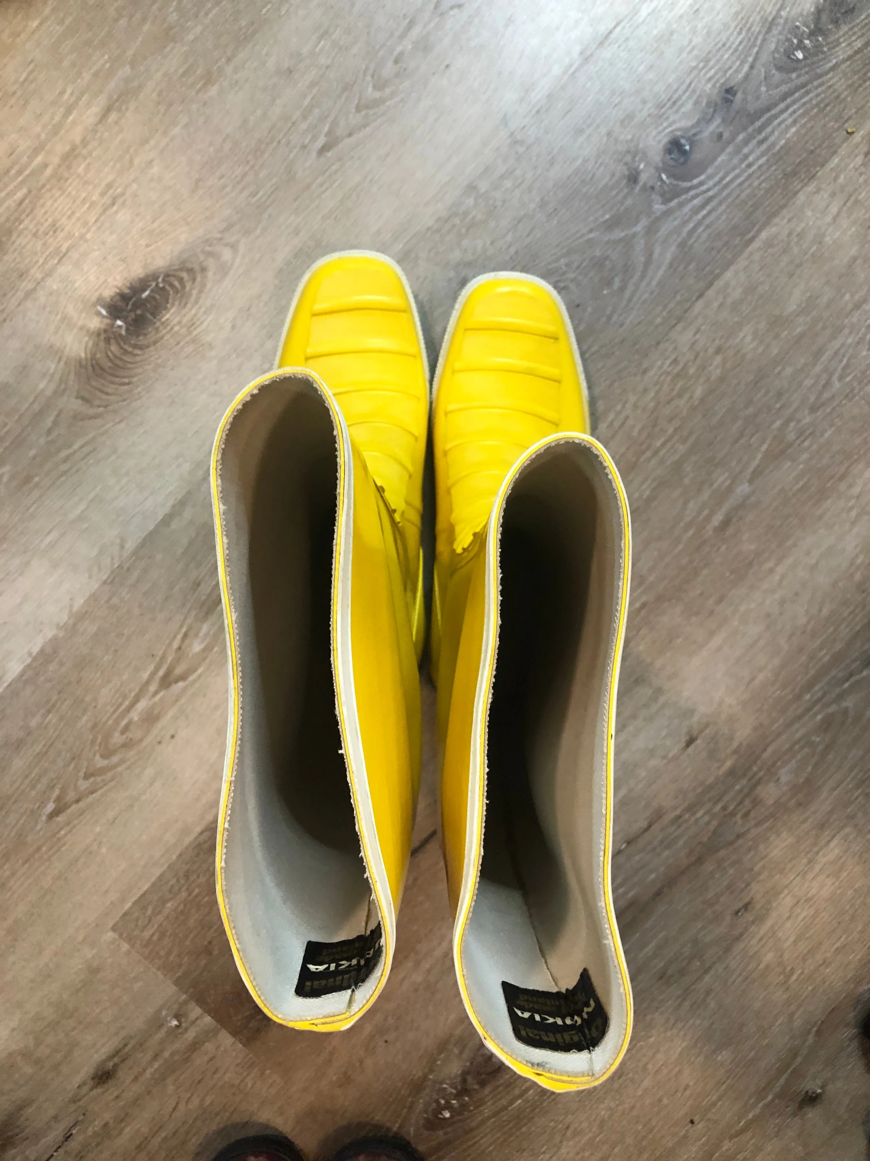 SOLD Vintage Nokia Yellow Rubber Sailing Boots, Made in Finland, 13 Mens US/ 46EUR