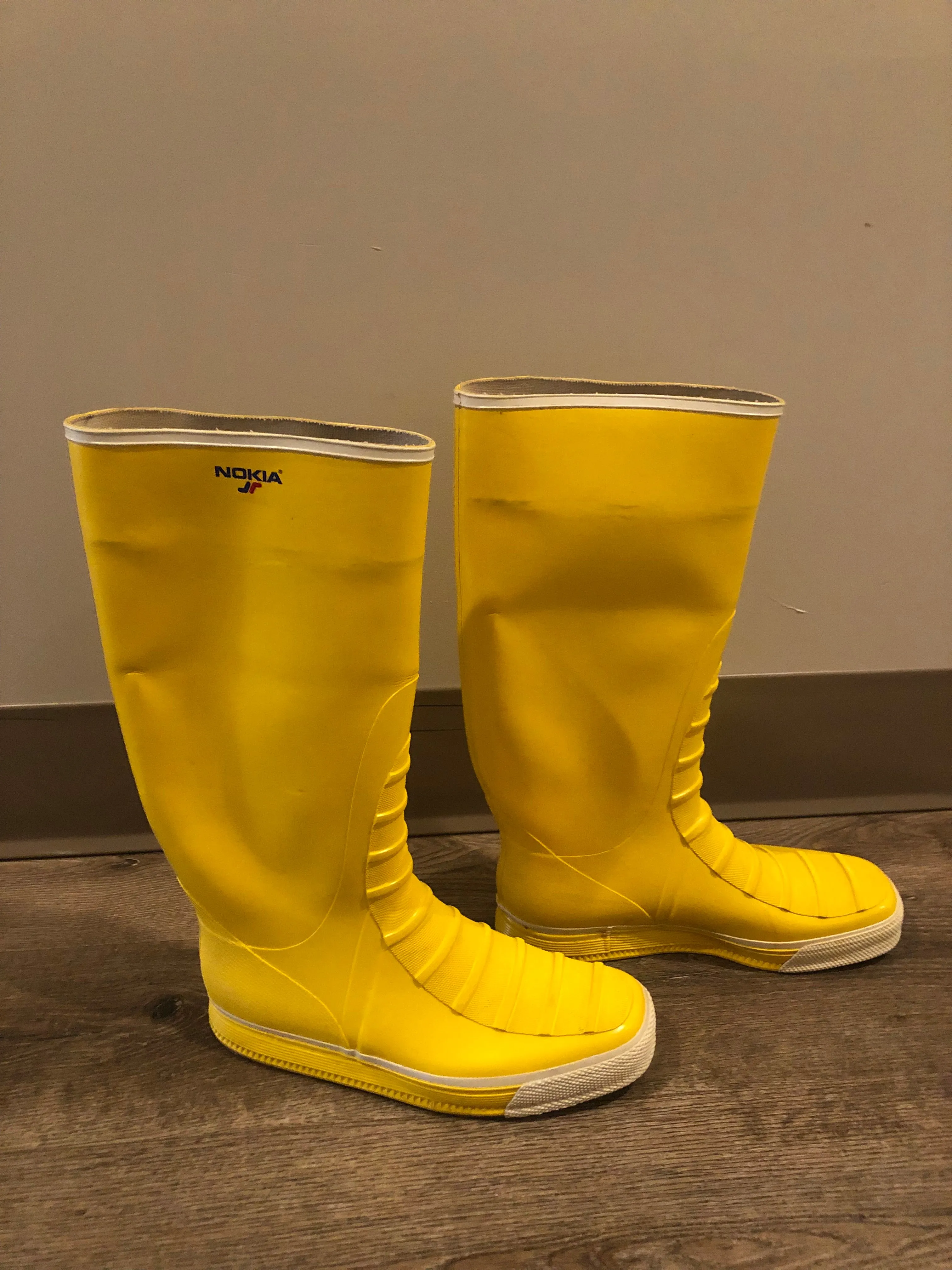SOLD Vintage Nokia Yellow Rubber Sailing Boots, Made in Finland, 13 Mens US/ 46EUR