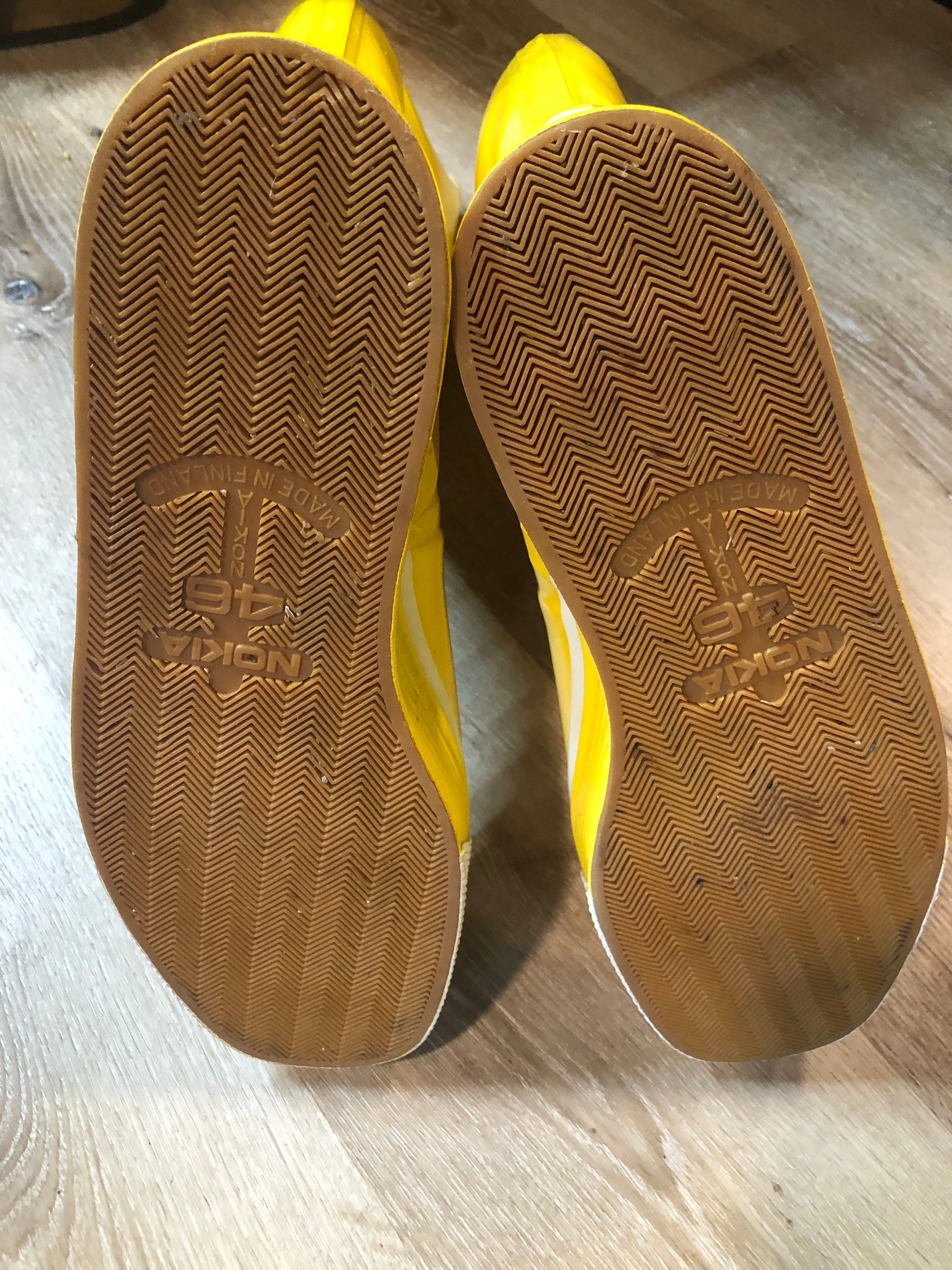 SOLD Vintage Nokia Yellow Rubber Sailing Boots, Made in Finland, 13 Mens US/ 46EUR