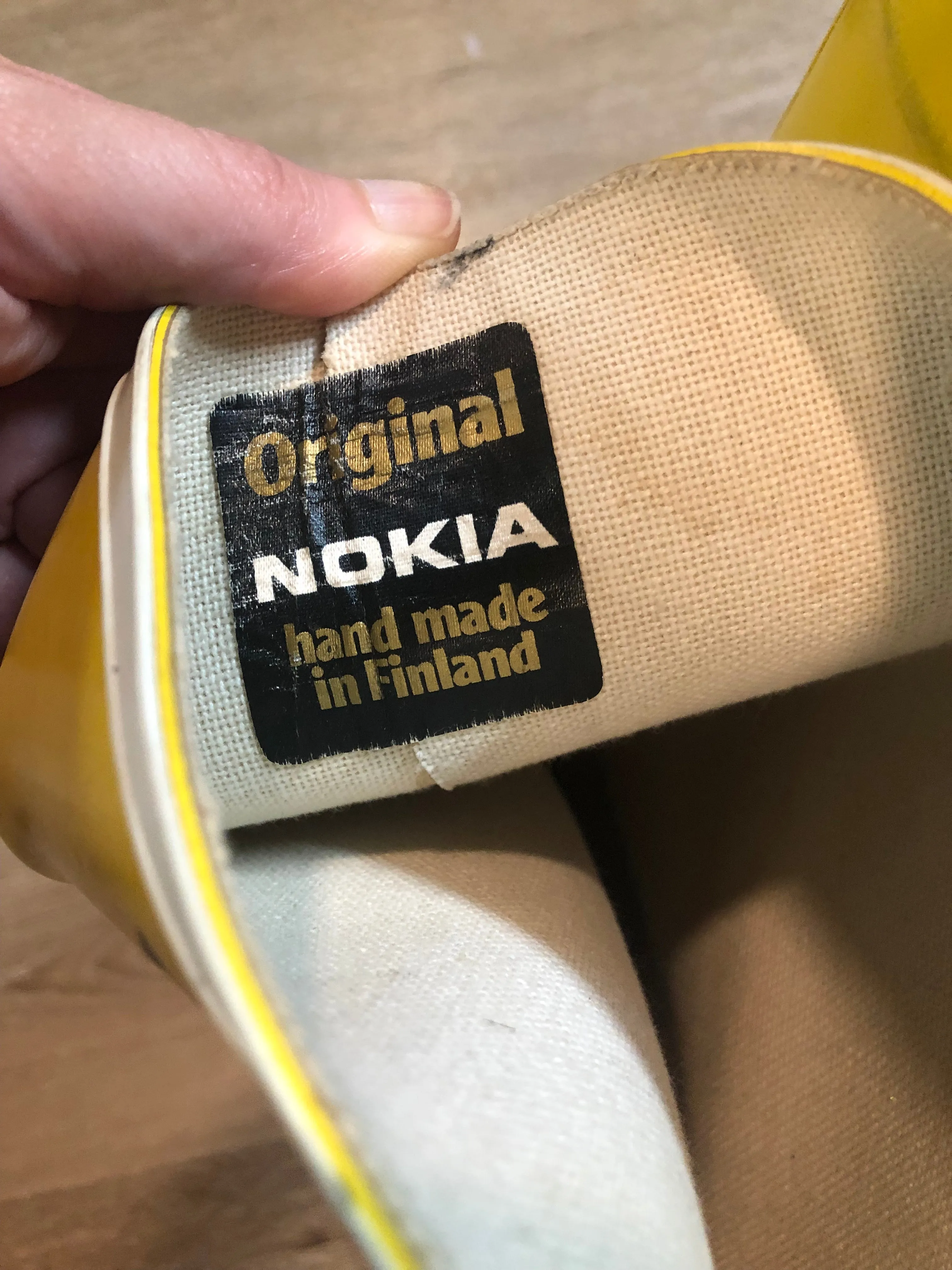 SOLD Vintage Nokia Yellow Rubber Sailing Boots, Made in Finland, 13 Mens US/ 46EUR